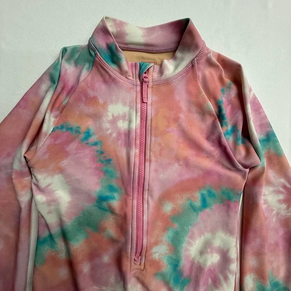 Crewcuts‎ Rash Guard One Piece Girls 10 Tie Dye UPF 50 Swim Surf Suit
